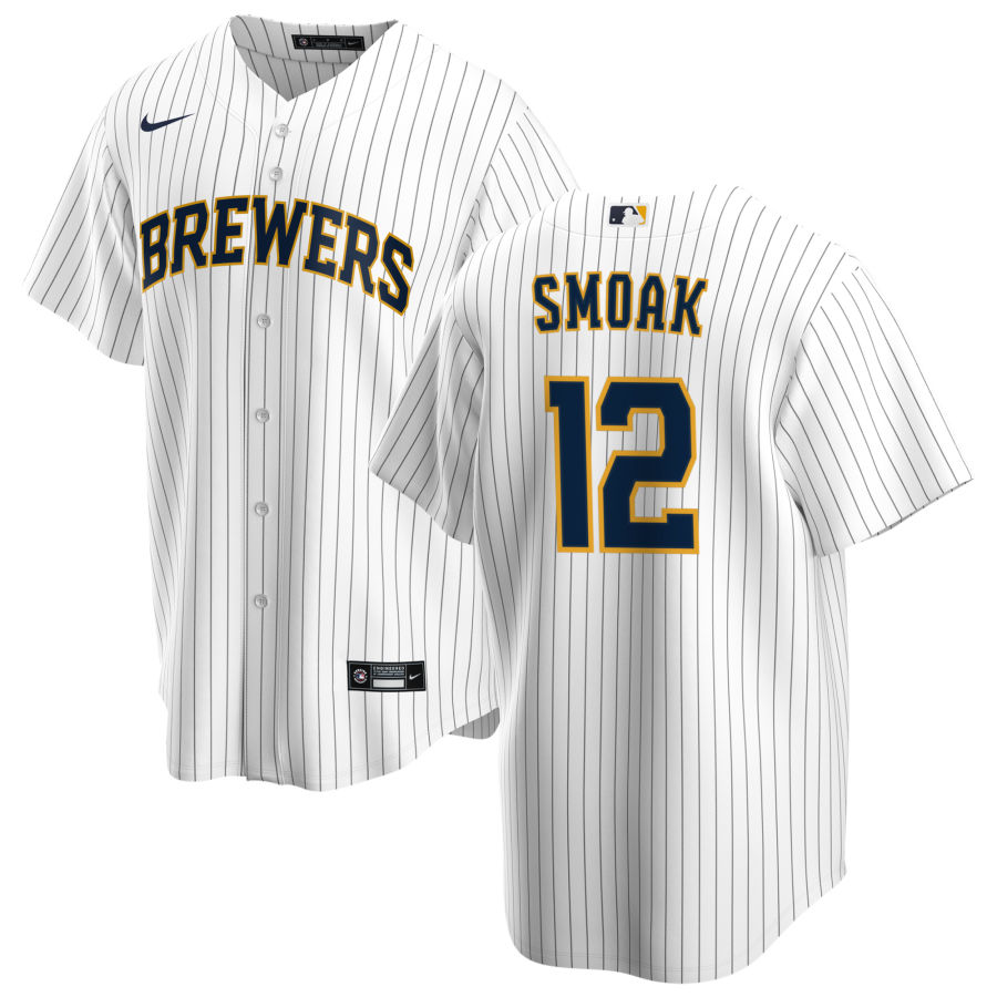 Nike Men #12 Justin Smoak Milwaukee Brewers Baseball Jerseys Sale-White